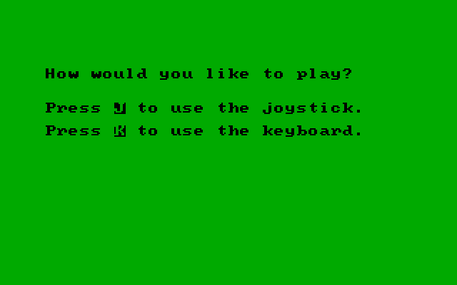 Timebound IBM PC/Compatibles Screenshot: Use joystick or keyboard?