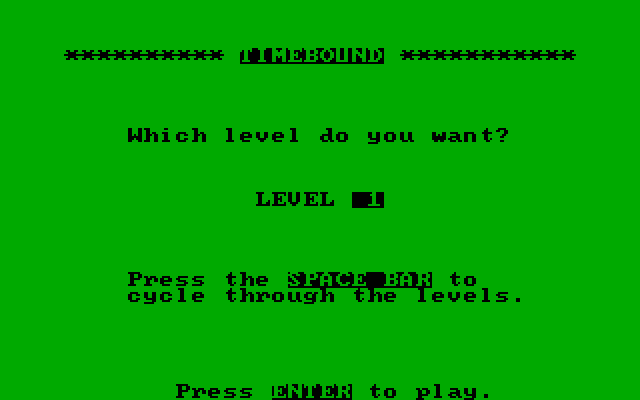 Timebound IBM PC/Compatibles Screenshot: What level do you want to start on?