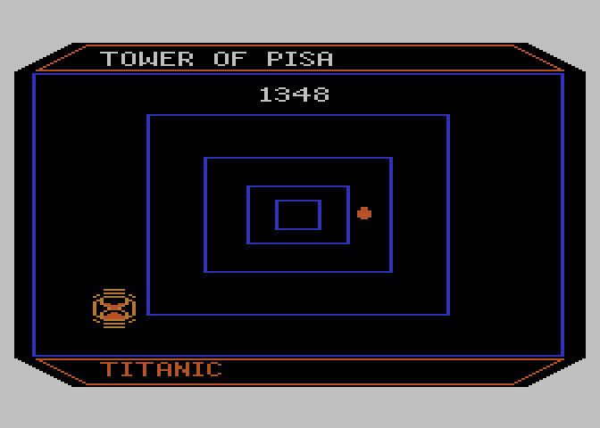 Timebound Atari 8-bit Screenshot: Do you need to go forward or backwards in time from here?