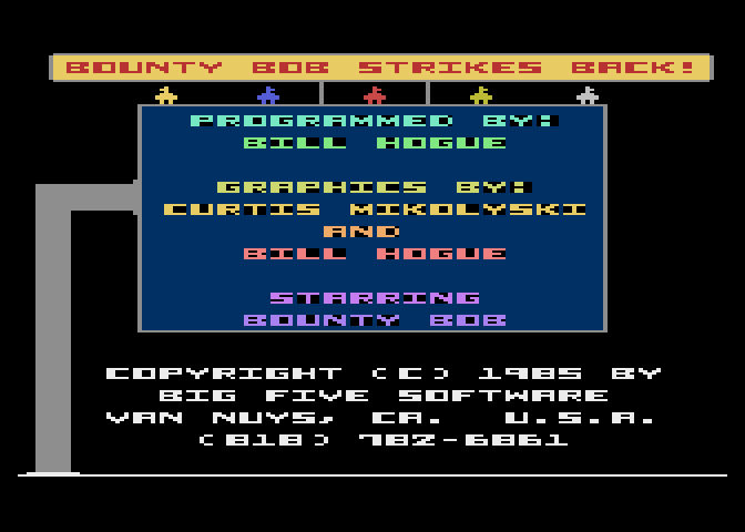 Bounty Bob Strikes Back! Atari 5200 Screenshot: Title screen.