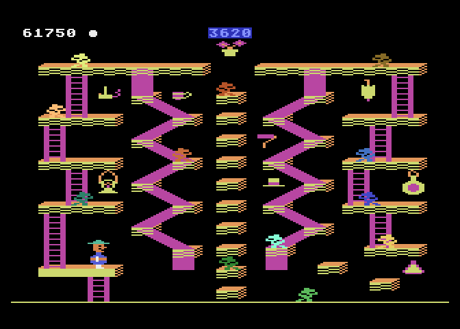Bounty Bob Strikes Back! Atari 5200 Screenshot: Climbing ladders and jumping on platforms...