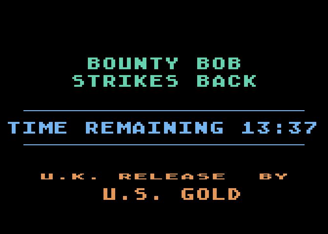 Bounty Bob Strikes Back! Atari 8-bit Screenshot: Loading screen (Cassette version).