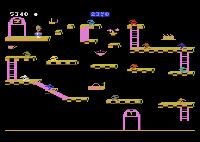 Bounty Bob Strikes Back! Atari 8-bit Screenshot: Slowly claiming the mine.