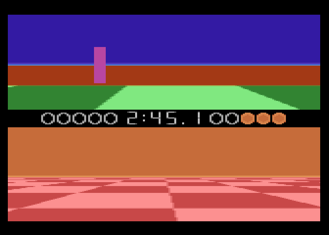 Ballblazer Atari 7800 Screenshot: The screen flashes different colors when someone scores.