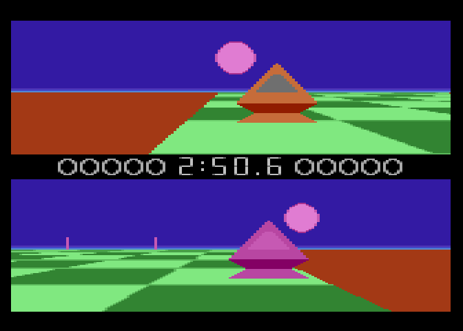 Ballblazer Atari 7800 Screenshot: Reached the edge of the field..