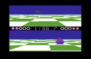 Ballblazer for Commodore 64 - Chasing the top player to the goal line...