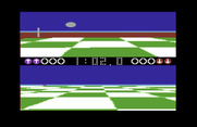 Ballblazer for Commodore 64 - Tie score, but the player on the top half of the screen is about to score...