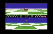 Ballblazer for Commodore 64 - I have the ball, but my opponent closes in!