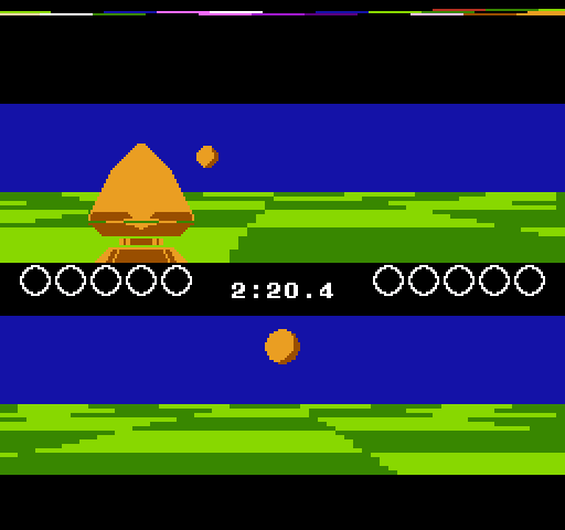 Ballblazer NES / Famicom Screenshot: Top player chasing the bottom player...
