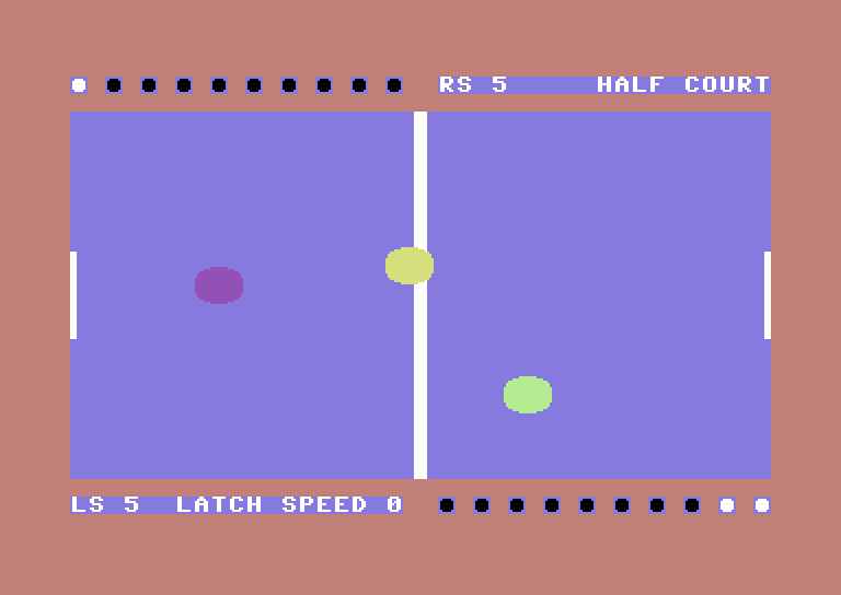 Retro-Ball Commodore 64 Screenshot: Each player can't cross the white line.