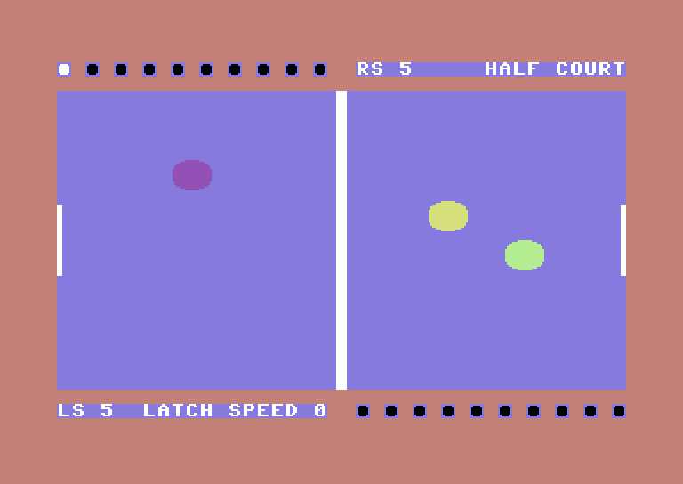 Retro-Ball Commodore 64 Screenshot: The player on the right is ahead by one...