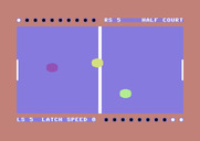 Retro-Ball for Commodore 64 - Each player can't cross the white line.