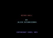 Retro-Ball for Commodore 64 - Title screen; the text flashes different colors.