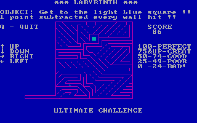 Labyrinth IBM PC/Compatibles Screenshot: Diagonal paths make this maze rather tricky.