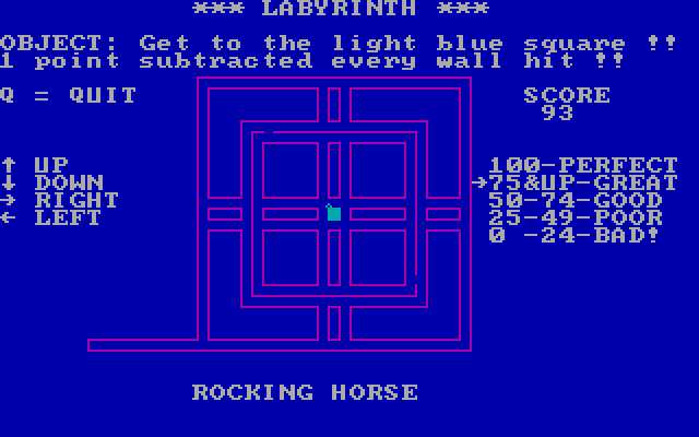 Labyrinth IBM PC/Compatibles Screenshot: Made it to the goal, my score is great!