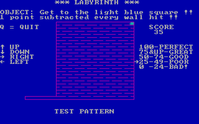 Labyrinth IBM PC/Compatibles Screenshot: My score wasn't so good this time around...