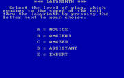 Labyrinth for IBM PC/Compatibles - Select a difficulty level.