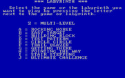 Labyrinth for IBM PC/Compatibles - The main menu.