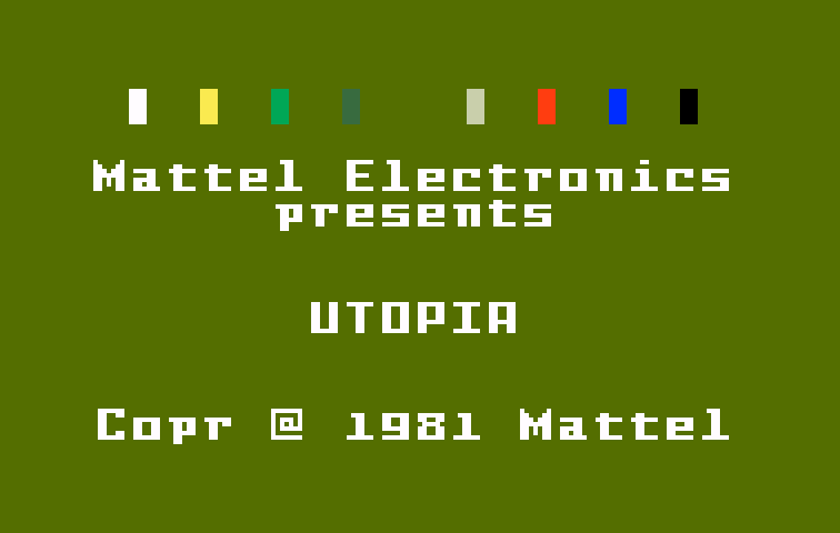 Utopia Intellivision Screenshot: Title screen.