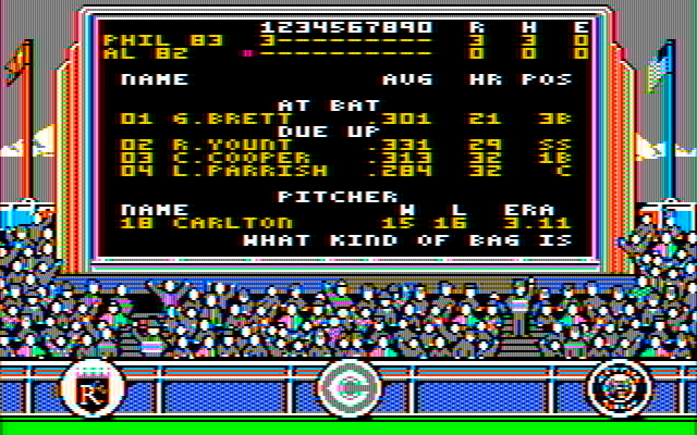 The World's Greatest Baseball Game (Enhanced Version) IBM PC/Compatibles Screenshot: Score so far...