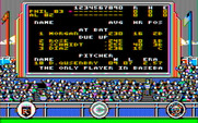 The World's Greatest Baseball Game (Enhanced Version) for IBM PC/Compatibles - The scoreboard, complete with trivia question scrolling at the bottom.