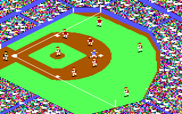 The World's Greatest Baseball Game (Enhanced Version) IBM PC/Compatibles Screenshot: A hit! The batter runs to second...