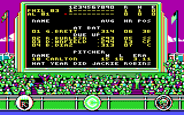 The World's Greatest Baseball Game (Enhanced Version) IBM PC/Compatibles Screenshot: The score so far.