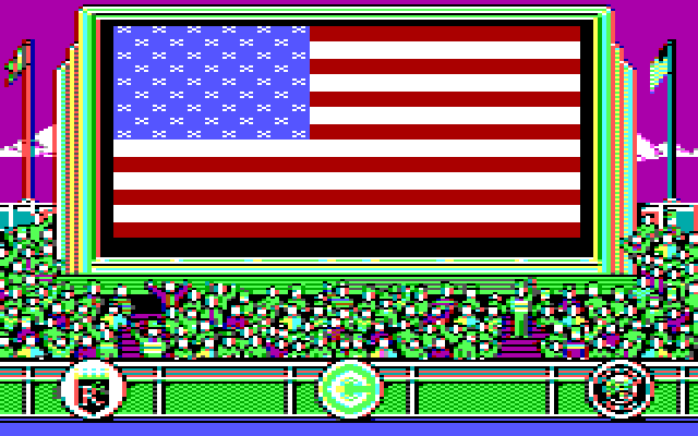 The World's Greatest Baseball Game (Enhanced Version) IBM PC/Compatibles Screenshot: The national anthem plays before the game.