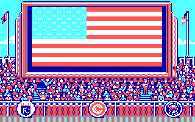 The World's Greatest Baseball Game (Enhanced Version) IBM PC/Compatibles Screenshot: The national anthem plays before the game.