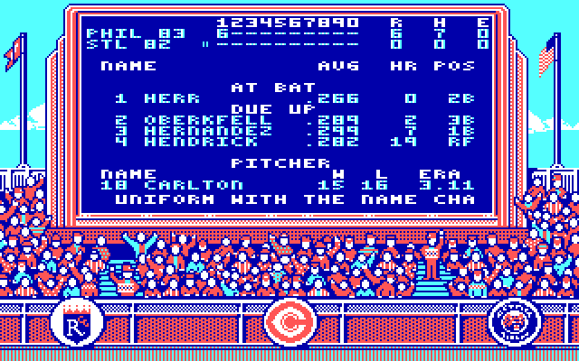 The World's Greatest Baseball Game (Enhanced Version) IBM PC/Compatibles Screenshot: The score so far...