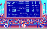 The World's Greatest Baseball Game (Enhanced Version) for IBM PC/Compatibles - The scoreboard, complete with a trivia question scrolling along the bottom.