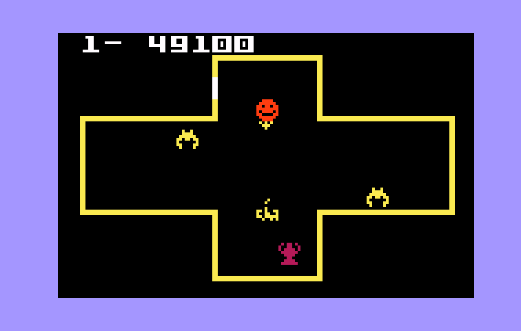 Venture Intellivision Screenshot: Shot an enemy...still, be careful not to touch the remains until it is fully gone.
