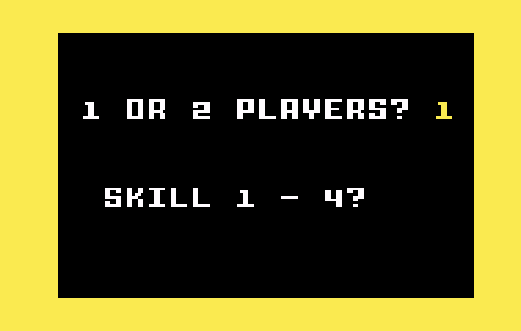 Venture Intellivision Screenshot: How many players? And what skill level?