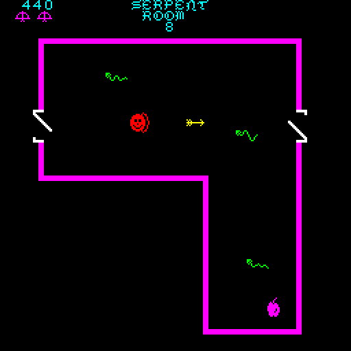 Venture Arcade Screenshot: Shooting an arrow at a snake...