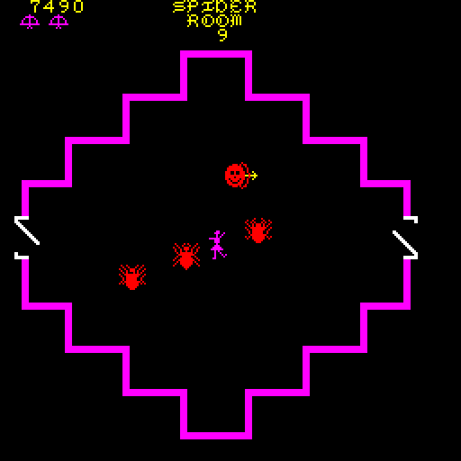 Venture Arcade Screenshot: Avoid the giant spiders...