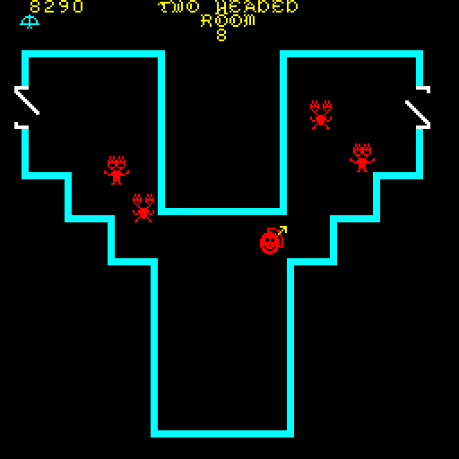 Venture Arcade Screenshot: I got the treasure, now several enemies appear!