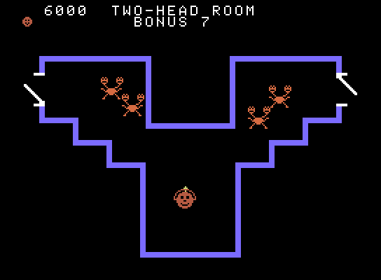 Venture ColecoVision Screenshot: Each room has different dangers, here two-headed monsters get in the way...