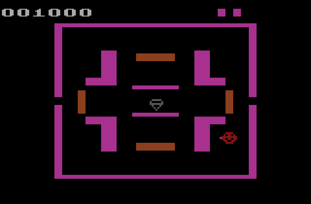 Venture Atari 2600 Screenshot: Those orange walls move, be careful!