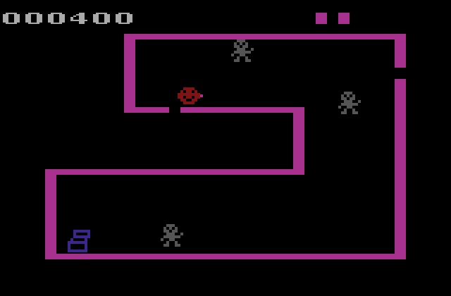 Venture Atari 2600 Screenshot: Collect the treasure, then get out of here quickly!