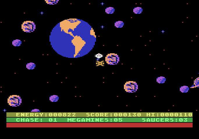 Astro Chase Atari 5200 Screenshot: Attempting to protect the Earth...