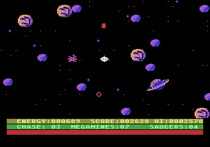 Astro Chase Atari 5200 Screenshot: Uh oh, being attacked from all directions!