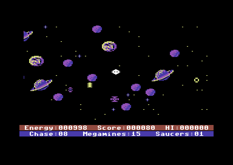 Astro Chase Commodore 64 Screenshot: Patrolling the area...