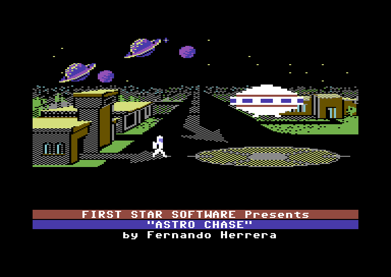Astro Chase Commodore 64 Screenshot: Title screen.