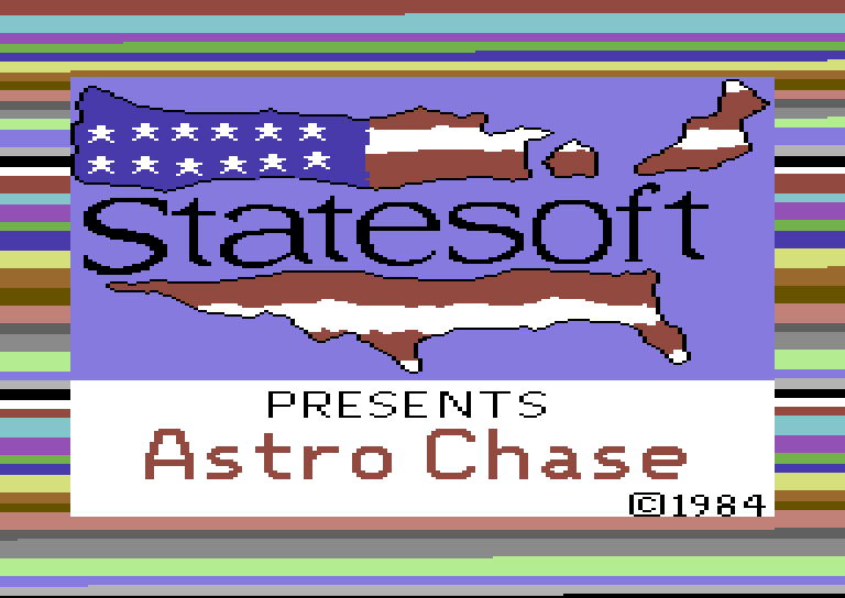 Astro Chase Commodore 64 Screenshot: Loading screen (European cassette version).