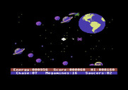Astro Chase for Commodore 64 - Several enemies closing in...