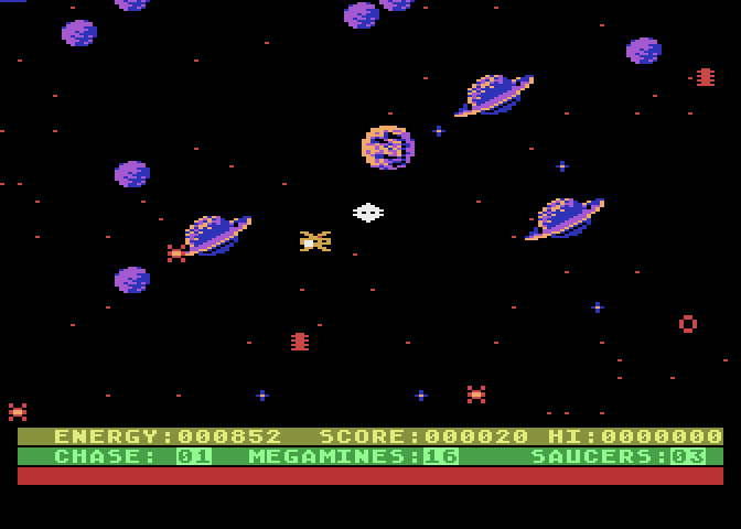Astro Chase Atari 8-bit Screenshot: Attacking an opponent...