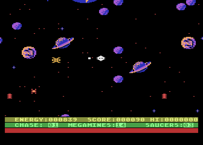 Astro Chase Atari 8-bit Screenshot: Shoot opponents before they catch you!