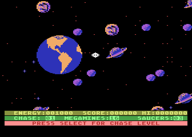 Astro Chase Atari 8-bit Screenshot: Game options screen.