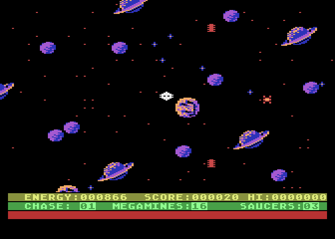 Astro Chase Atari 8-bit Screenshot: Reached the right border...