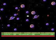 Astro Chase for Atari 8-bit - You can crash into planets, so in some areas navigation is difficult.
